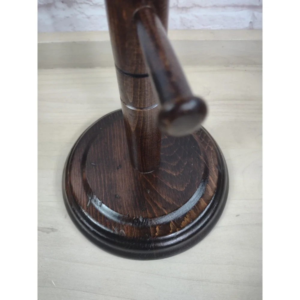 VTG  Wooden 6 Peg Coffee Mug Rack Tea Cup Holder Dark Wood Tree Stand Cottage